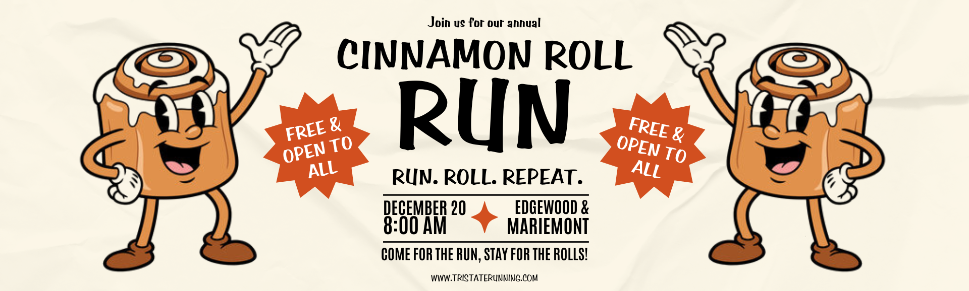2025 Cinnamon Roll Run Website Banner